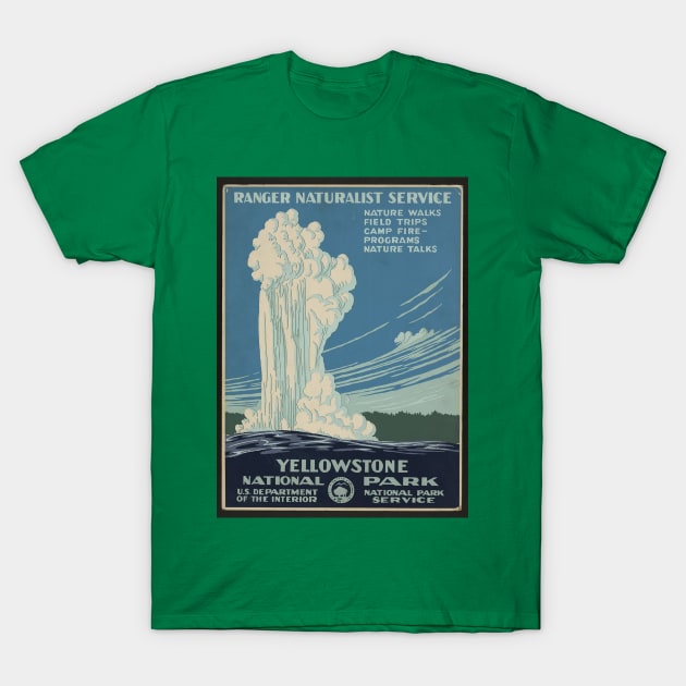 Vintage Yellowstone National Park Poster T-Shirt by DavidIWilliams